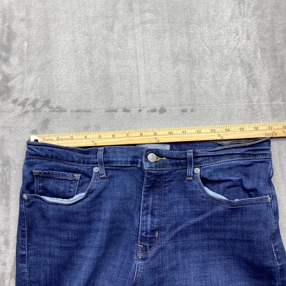 Levi's Women's Classic Straight Leg Jeans Dark Wash Blue Size 14 Fits 33" Grunge - Picture 5 of 11